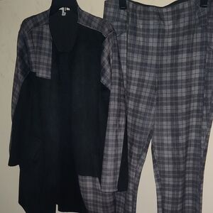 Cato Women's Gray Plaid Set L/XL